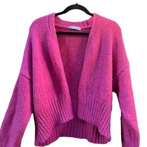 ZARA Hot Pink Knit Cardigan (Sweater Jacket) Women’s Large